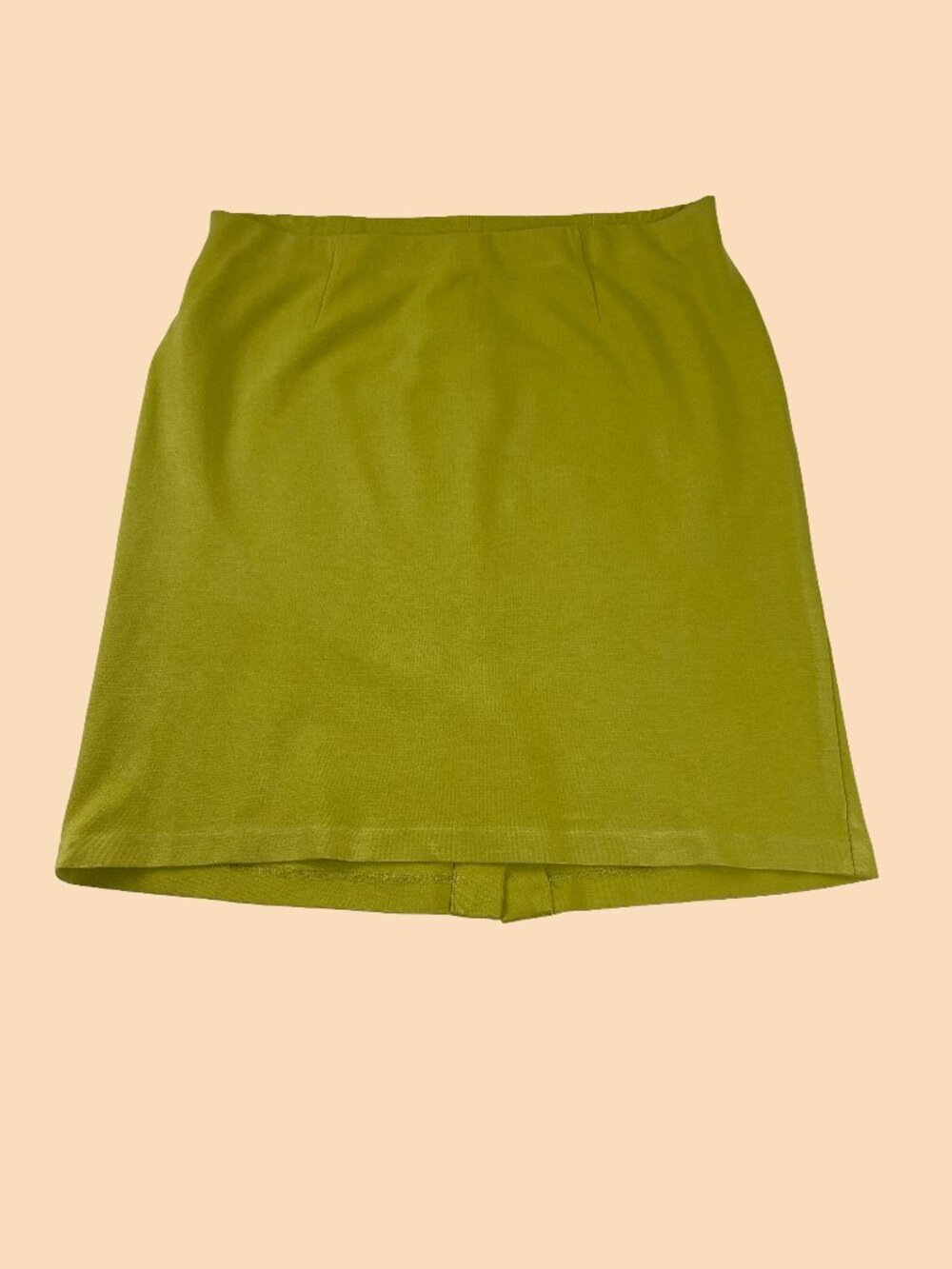 J. Jill Chartreuse Ponte Knit Straight Skirt Medium Drop Hem Knee Length